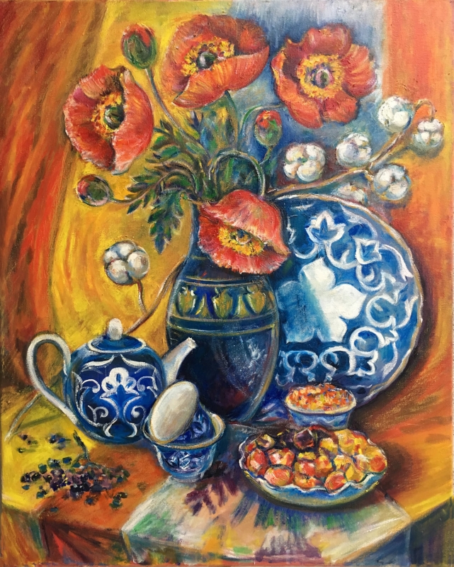Samarkand. Tea on east. by artist Anastasia Shimanskaya